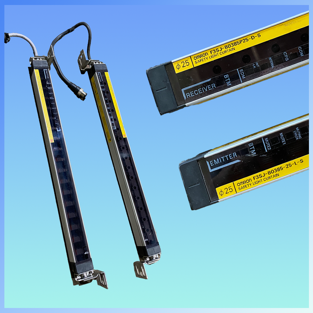 Omron F3SJ-B0385P25 Safety light curtain, covers 15" x up to 23' zone, (Emitter + Receiver pair)
